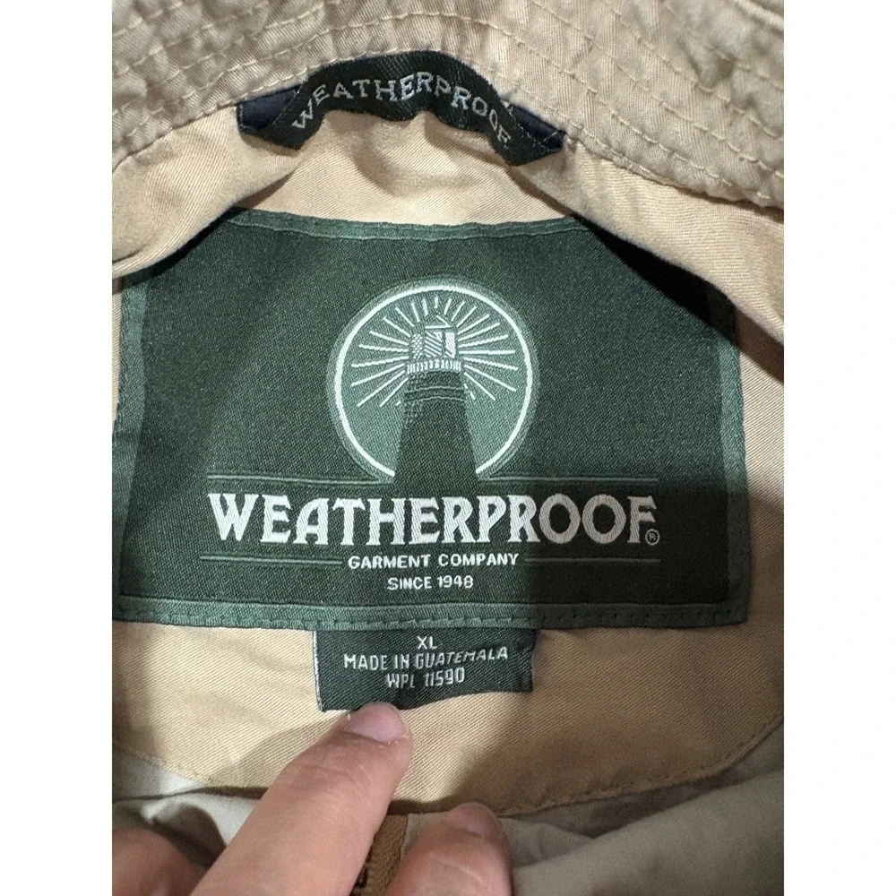Weatherproof Mens XL Tan Khaki Microfiber Golf Jacket Full Zip Windbreaker Lined